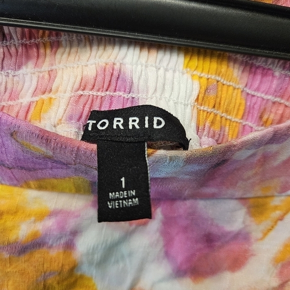 Torrid Multi Watercolor Tie-Dye Off Shoulder Skirt Set Size 1/1X Summer Party - Picture 12 of 12
